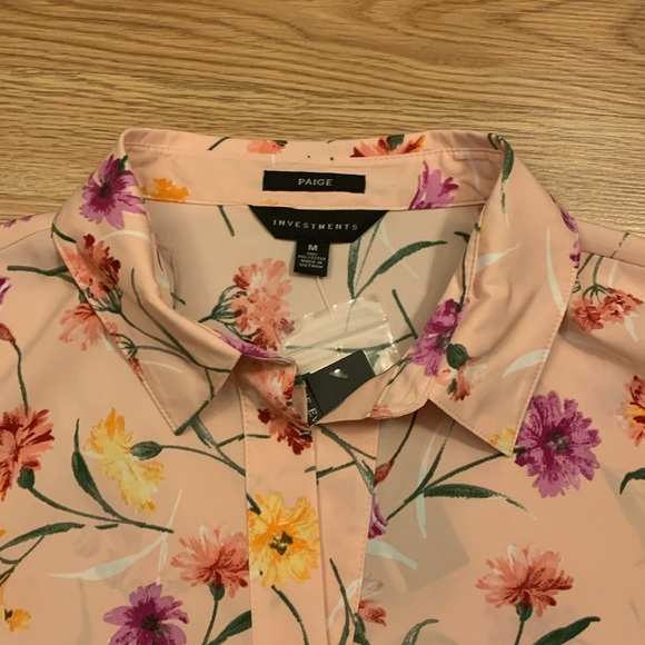 Paige Investments NWT Pink Floral Popover Blouse - Picture 4 of 13